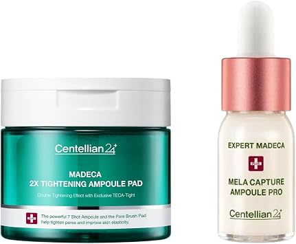 Centellian 24 Expert Serum (Temporada 3, 0.33 onzas líquidas x 1 pieza) + almohadilla de ampolla Madeca de doble apriete (5.58 onzas líquidas x 60 piezas) – Cuidado de la piel coreano para calmar,