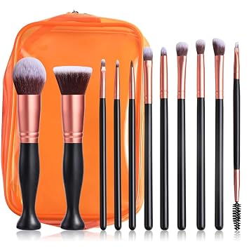 11 - Piece Professional Makeup Brush Set | Soft Bristles for Powder, Blush, Foundation, Eyeshadow, Concealer & Eyebrows | Travel - Friendly with Storage Bag 17
