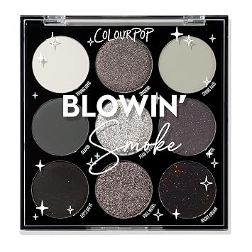 ColourPop Blowin' Smoke Paleta de sombras de ojos – Paleta de sombra de ojos plateada y ahumada con acabados metálicos y mate – Maquillaje de ojos de alto pigmento con fórmula de larga duración (0.3