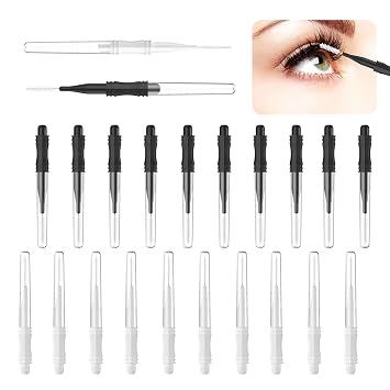 20 piezas de cepillo micro para cejas con tapa, cepillo de carrete de cejas, cepillo de laminación de cejas, 2 tamaños, multifuncional, micro carrete de pestañas, cepillo para extensiones de elevación de pestañas, limpieza de cejas (blanco, negro)