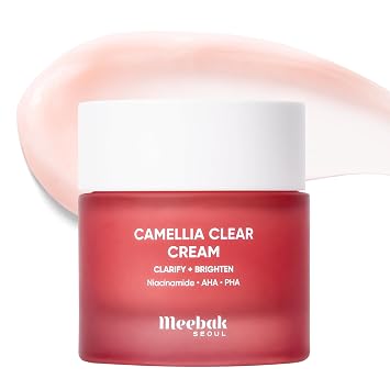 Meebak Crema de camelia, crema exfoliante diaria para poros, crema de noche