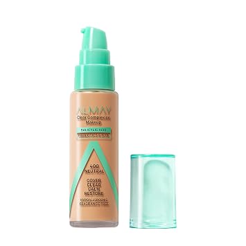 Almay Clear Complexion - Base de maquillaje para acné con ácido salicílico, cobertura media, acabado mate suave, hipoalergénico, libre de crueldad animal y fragancia, probado por dermatólogos, 400