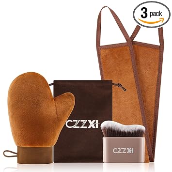 CZZXI - Kit aplicador de manopla de bronceado, cepillo corporal y bronceador trasero