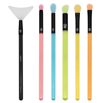 MODA Blend & Defend - Juego de 6 brochas de maquillaje de ojos con protector de ojos, vegano