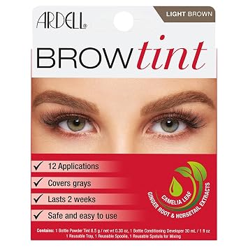 Ardell Kit de tinte de cejas color marrón claro tinte para cejas más llenas