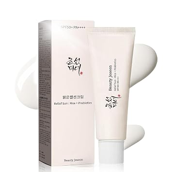 Relief Sun Protector solar coreano orgánico SPF50+, PA ++++ arroz y probióticos | Solución coreana para el cuidado de la piel para todo tipo de pielProtección nutritiva de la piel y Def UV