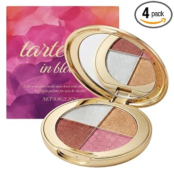Paleta de resaltadores y rubores, kit de maquillaje de sombra de ojos brillante, 2 en 1 iluminador facial en polvo con espejo, textura de brillo de diamante de larga duración, tamaño de viaje portátil para un resplandor natural (dorado)