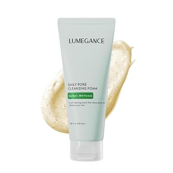 Lumegance - Limpiador de espuma, espuma limpiadora profunda de poros con Heartleaf y BHA, lavado facial exfoliante suave, textura suave de la piel, espuma cremosa rica, limpiador coreano para el