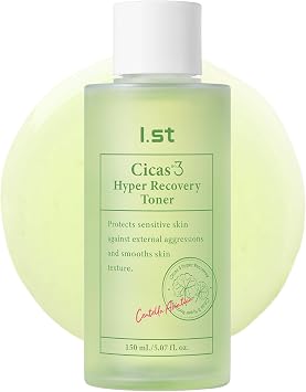 I.st Cicas 3 Hyper Toner, tóner facial coreano con 77% de hoja de corazón y exosoma CICA, tóner facial calmante para pieles sensibles, tóner hidratante vegano para enrojecimiento y barrera cutánea