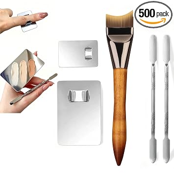 5pcs Makeup Mixing Palette Stainless Steel,Foundation Brush and Spatula