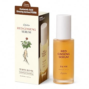 Esfolio Made in Korea - Suero de ginseng rojo de 1.69 onzas líquidas, suero facial ligero con extracto de ginseng rojo, suero facial diario de rápida absorción para una piel suave y refrescada, cuidado de la piel coreano