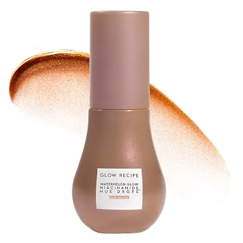 Glow Recipe Hue Drops - Mini suero facial con tinte - Gotas bronceadoras para iluminar e hidratar - Prebase de maquillaje y cuidado de la piel e iluminador líquido para difuminar poros y lograr un