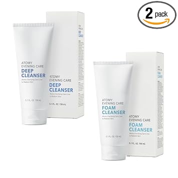 Limpiador de espuma coreana para el cuidado de la piel de rutina de cuidado nocturno 5.1 oz (150 g)+limpiador profundo 5.1 oz (150 g) espuma facial