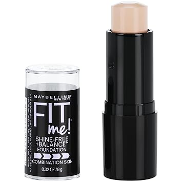 Maybelline Fit Me Shine-Free + Balance Barra de Base, Maquillaje Facial Multiusos y Barra de Contorno Para Cobertura Natural y Mate, Porcelana, 1 Unidad