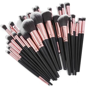 30Pcs Professional Makeup Brush Set, Premium Synthetic Brushes for Foundation, Powder, Concealer & Eyeshadow, Travel-Friendly Kit Great for On-the-Go Beauty, Black