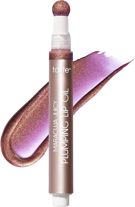 tarte maracuja jugoso aceite labial voluminizador - Bálsamo labial hidratante y voluminizador con ácido hialurónico nutritivo, rellena e hidrata, vegano y libre de crueldad, tamaño completo, mora brillante