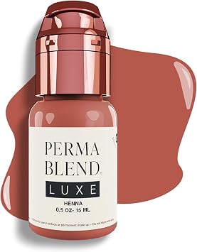 Perma Blend Luxe - Henna - Tinta vegana para tatuaje de labios, pigmento de microblading rosa y marrón cálido para rubor de labios y maquillaje permanente, libre de crueldad animal (0.5 onzas)