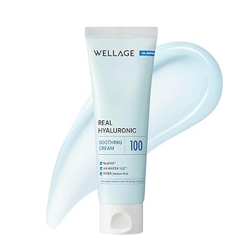 WELLAGE Crema calmante hialurónica real 100 2.7 oz., Hidratante con PDRN