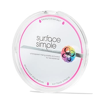 Beautyblender® - Paleta de mezcla de maquillaje Surface Simple Portable Clear Beauty Blender, mezcla y combina bases y cremas, incluye varita de maquillaje para mezclar
