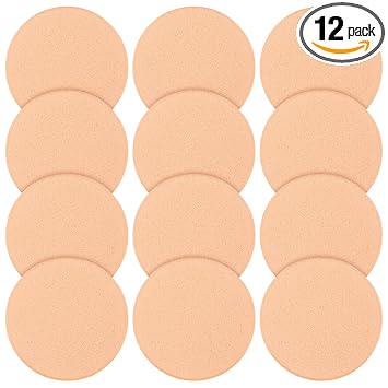 12 esponjas de maquillaje redondas, aplicador de esponjas de espuma para base líquida, maquillaje, cosméticos, limpiador, húmedo y seco de doble uso