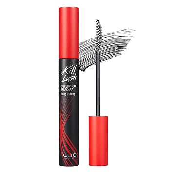 CLIO Kill Lash - Máscara superresistente, fibra impermeable para pestañas rectas, a prueba de manchas y escamas, extensión de pestañas sin grumos para rizos levantados, segura para ojos sensibles (001