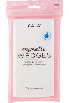 CALA Esponjas de maquillaje, aplicadores de triángulos suaves para base líquida y crema, lados planos + bordes de precisión para mezclar, retoques y trabajos de detalles, 32 unidades