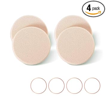 OWLFAVO 4 piezas de esponjas redondas para maquillaje, polvo compacto de base de maquillaje, esponja de mezcla de repuesto para base cosmética impecable, para pieles sensibles y todos los tipos de