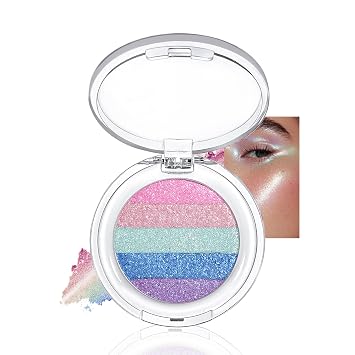 Maquillaje de sombra de ojos con purpurina azul camaleón, resaltador de ojos multicromo, paleta holográfica que cambia de color, paleta brillante brillante para construir, sombras para ojos