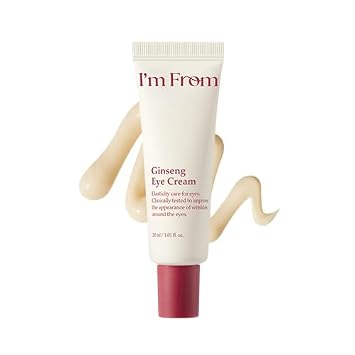 I'm From Crema de ojos y cuello de ginseng, crema de ojos de ginseng rojo coreano para nutrición, cuidado de la humedad profunda 1.01 fl oz