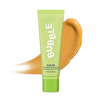 Bubble Skincare Protector solar diario mineral de amplio espectro SPF 40 - Protector solar con tinte para la cara con óxido de zinc y ácidos grasos Omega 3 - Fórmula hidratante y difuminadora adecuada