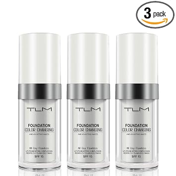 3 piezas TLM - Crema para corrector de piel, color impecable que cambia de color cálido, base de maquillaje de base, base desnuda
