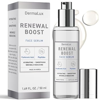 Suero facial con ácido hialurónico y péptidos, probado por dermatólogos, antienvejecimiento, cuidado de la piel coreano, hidrata suaviza las firmes, belleza vegana limpia para pieles sensibles secas, 1.69 onzas líquidas