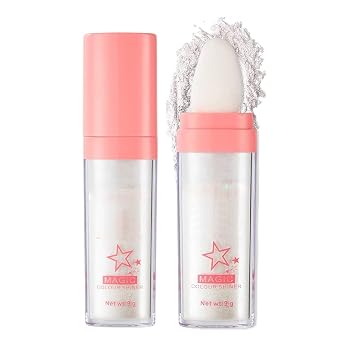 Polvo de Iluminador con Purpurina, Brillo Corporal Realza el Rostro Natural Tridimensional Polvo de Iluminador para Aplicar con Patadas de Hadas. (01# Blanco Rayo de Luna)