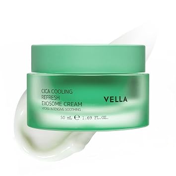 VELLA Cica Cooling Refresh Exosome Cream | Hidratante calmante e hidratante l Ayuda a calmar y apoyar la barrera cutánea, ligera y no grasosa, para todo tipo de piel, 1.69 fl oz (50 ml)