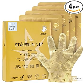 STARSKIN Mascarilla VIP Gold de mano 4x16g, mascarilla de mano revitalizante para todo tipo de piel, cuidado de la piel coreano, hidratante e hidratante con manteca de karité y aceite de rosa búlgara