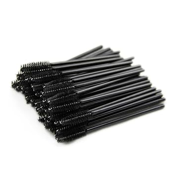 Cepillo de pestañas desechable, cepillo de pestañas suave, aplicador de varita de rímel para extensión, kit de maquillaje para mujeres y niñas, 50 unidades, color negro suave