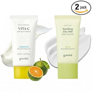 [Paquete] Protector solar Goodal Vita-C para manchas oscuras + protector solar de zinc calmante Heartleaf 100 minerales