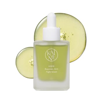 KAINE Rosemary AHA Night Serum | Ácido láctico y extracto de hoja de romero suero para la cara – Exfolia suavemente sin secarse para radiante, para piel sensible al acné, cuidado de la piel coreana, 30 mL / 1.01 fl oz