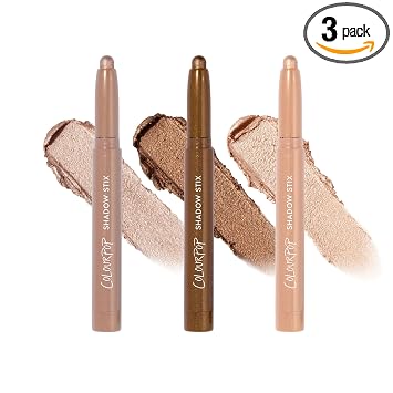 ColourPop Sparkling Neutrals Shadow Stix - Kit de maquillaje de sombra de ojos brillante, veganos y libres de crueldad animal en barra de sombra de ojos con alto pigmento y acabados metálicos (3 unidades)