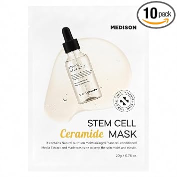 Paquete de 10 mascarillas faciales de ceramida, mascarilla hidratante coreana para piel seca