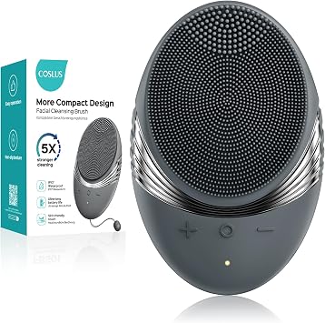 COSLUS Cepillo de Limpieza Facial Exfoliante: Cepillo Portátil de Silicona Impermeable Recargable para Lavar la Cara, 5 Modos de Limpieza, Limpieza Profunda Eléctrica para Hombres y Mujeres, Elimina
