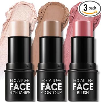 FOCALLURE - Juego de 3 resaltadores de contorno color crema, color crema