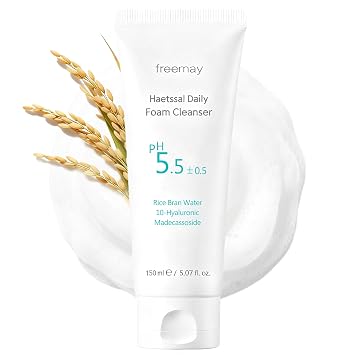 freemay Limpiador espumoso de agua de arroz, lavado facial diario