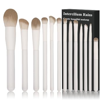 Juego de brochas de maquillaje profesional, 13 piezas, base de polvo sintético de alta calidad, contorno de rubor, corrector de sombra de ojos, mezcla de delineador, kit de brochas de maquillaje (Milky B521)