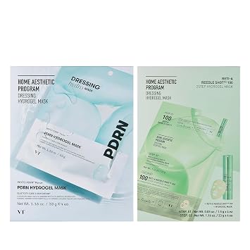 VT COSMETICS Máscara de hidrogel PDRN 4 piezas y máscara de hidrogel Reti-A Reedle Shot 100 de 2 pasos 4 piezas