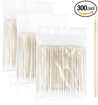 300 hisopos de algodón de precisión, aplicadores de mango de madera de 4 pulgadas con puntas puntiagudas para microblading, retoques de maquillaje, tatuaje de cejas, esmalte de uñas y detalles de