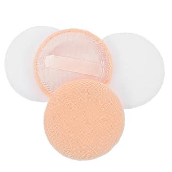 20 piezas redondas de algodón cosmético para aplicación de polvo suelto, aplicadores de maquillaje suaves y lavables con correa cómoda, adecuados para todo tipo de piel, colores blanco y nude