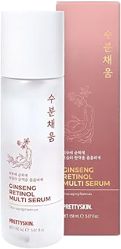 PRETTYSKIN Suero facial nutritivo de ginseng rojo y retinol – Tónico, emulsión, suero y crema 4 en 1, cuidado de la piel coreano diario hidratante para piel seca y sensible 5.07 onzas líquidas (Ginseng)