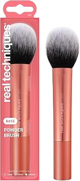 Real Techniques Brocha de maquillaje en polvo ultra afelpada, para fijar polvo, bronceador y rubor, transparente, cobertura modulable, brocha grande y esponjosa, vegano, sin crueldad animal y cerdas