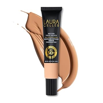 LAURA GELLER NEW YORK - Mejor que "Block" Base de maquillaje con suero infundido en cuidado de la piel con amplio espectro SPF 50+, medio